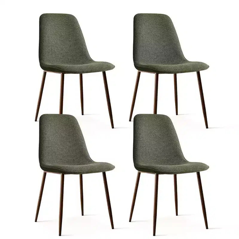 Ensemble de salle à manger 5 pièces pour 4 personnes, table à manger ronde avec pieds en métal croisés et chaises rembourrées aspect grain de chêne pour cuisine et salle à manger - Panipeachy