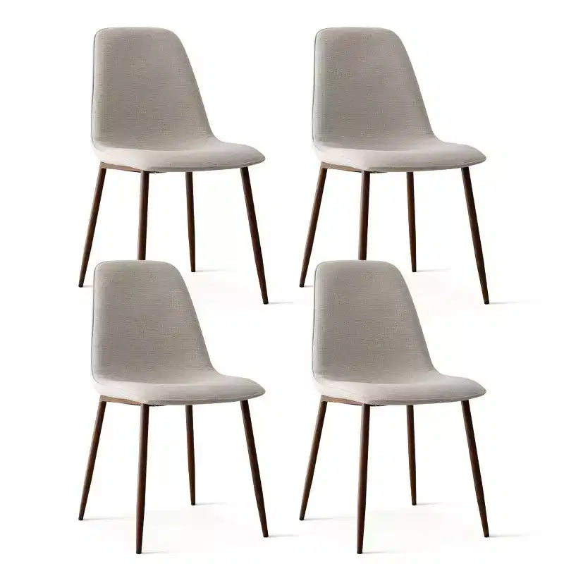 Ensemble de salle à manger 5 pièces pour 4 personnes, table à manger ronde avec pieds en métal croisés et chaises rembourrées aspect grain de chêne pour cuisine et salle à manger - Panipeachy