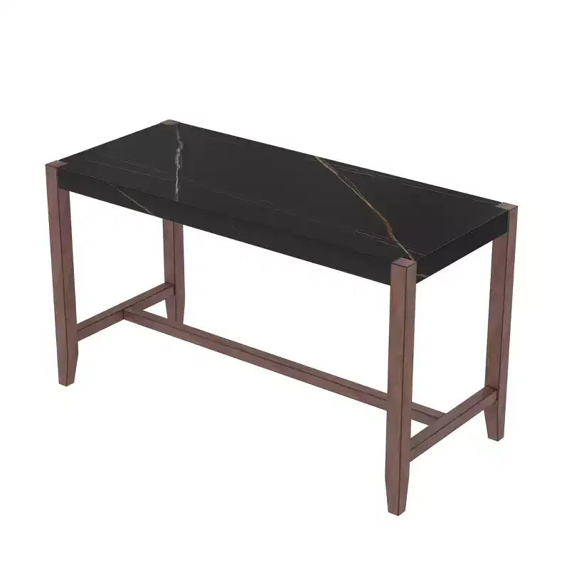 Ensemble de table à manger en marbre hauteur comptoir pour 4 personnes, ensemble de table de bar 5 pièces avec 4 chaises rembourrées pour salle à manger, pub, cuisine, petit espace
