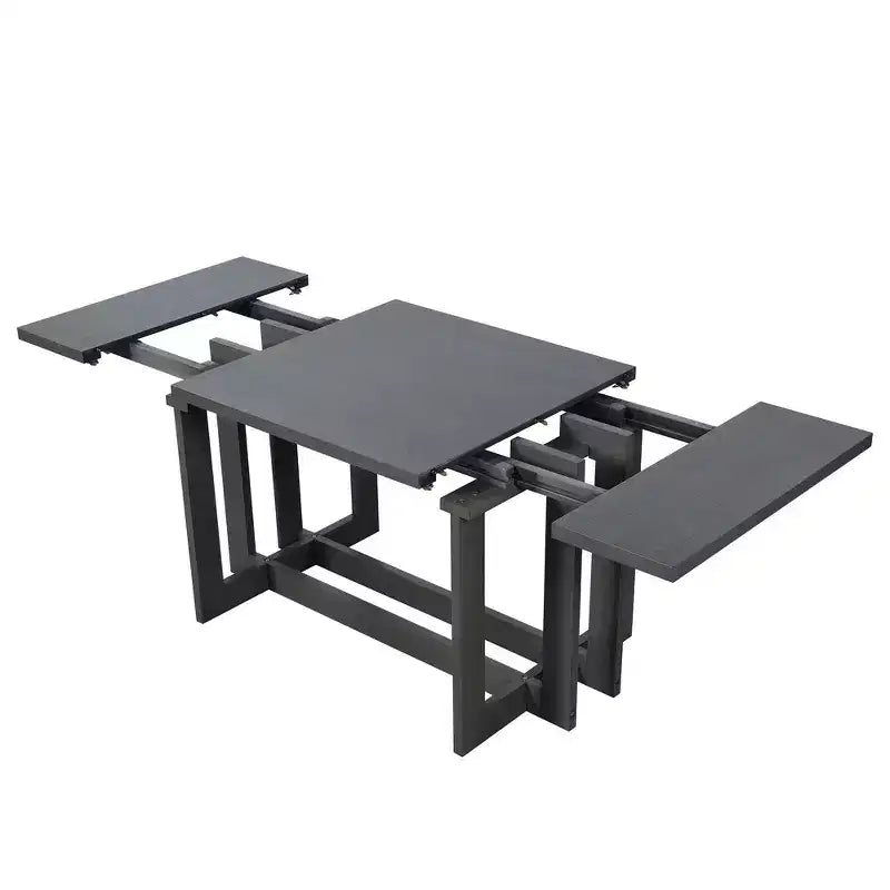 Ensemble de salle à manger rustique Whisen 7 pièces extensible, table de cuisine à tréteaux de 82 po et 6 chaises de salle à manger rembourrées avec pieds en bois d'hévéa