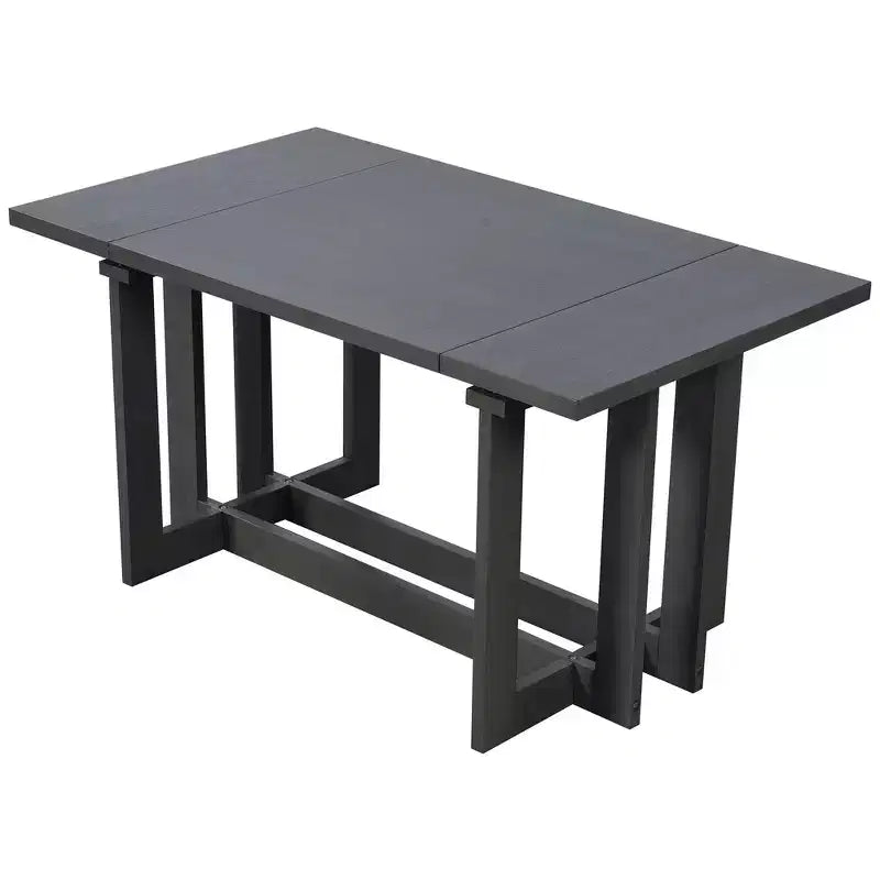 Ensemble de salle à manger rustique Whisen 7 pièces extensible, table de cuisine à tréteaux de 82 po et 6 chaises de salle à manger rembourrées avec pieds en bois d'hévéa