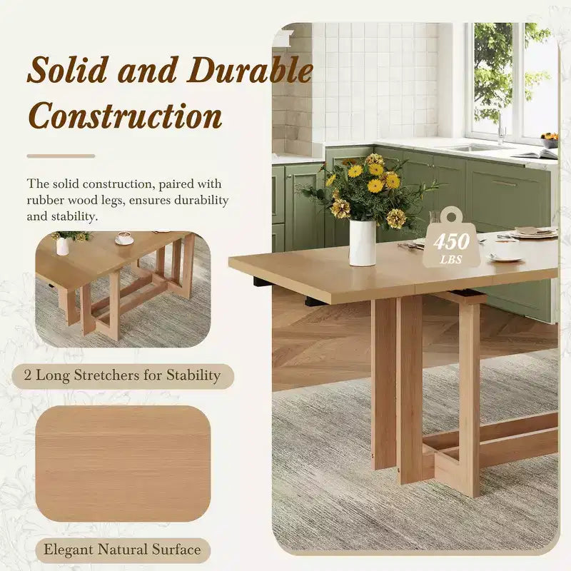 Ensemble de salle à manger rustique Whisen 7 pièces extensible, table de cuisine à tréteaux de 82 po et 6 chaises de salle à manger rembourrées avec pieds en bois d'hévéa