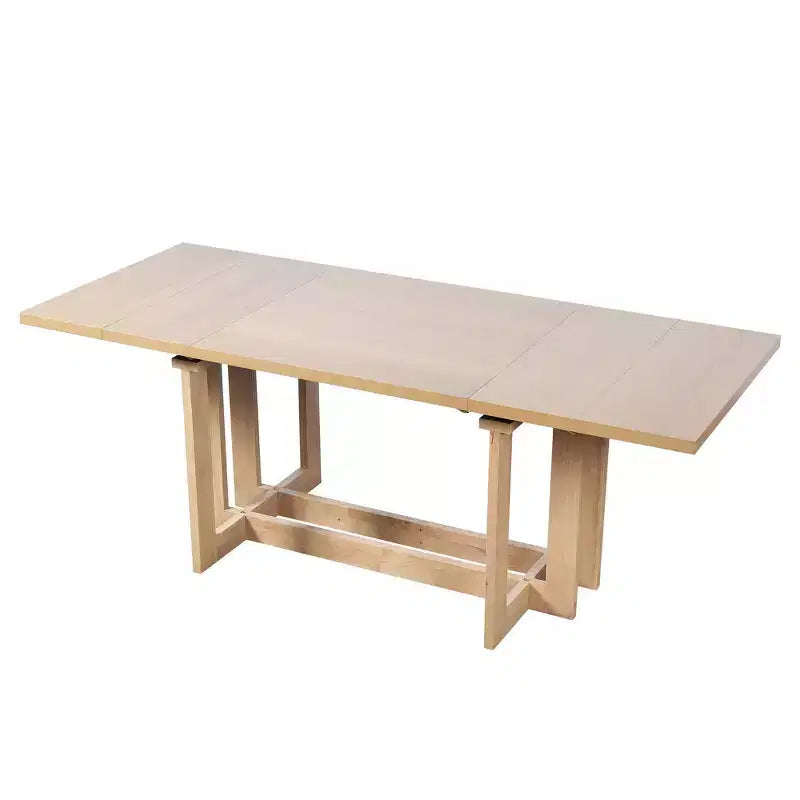 Ensemble de salle à manger rustique Whisen 7 pièces extensible, table de cuisine à tréteaux de 82 po et 6 chaises de salle à manger rembourrées avec pieds en bois d'hévéa