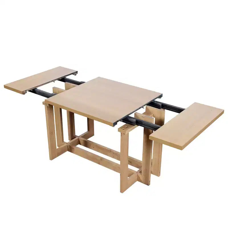 Ensemble de salle à manger rustique Whisen 7 pièces extensible, table de cuisine à tréteaux de 82 po et 6 chaises de salle à manger rembourrées avec pieds en bois d'hévéa