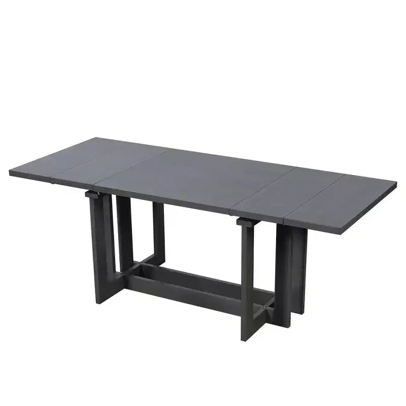 Ensemble de salle à manger rustique Whisen 7 pièces extensible, table de cuisine à tréteaux de 82 po et 6 chaises de salle à manger rembourrées avec pieds en bois d'hévéa