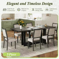Whisen 7-Piece Rustic Extendable Dining Table Set, 82 Trestle Kitchen Table & 6 Upholstered Dining Chairs with Rubber Wood Legs