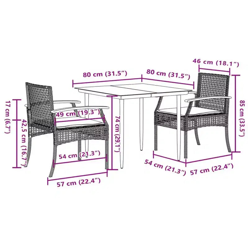 vidaXL Garden Dining Set with Cushions - Modern Design