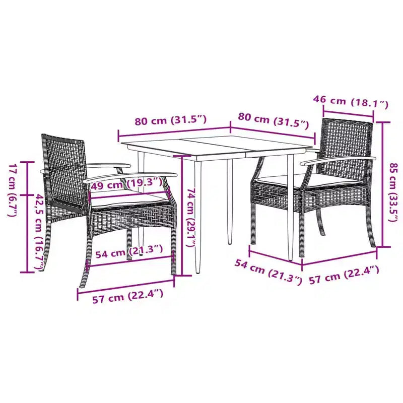 vidaXL Garden Dining Set with Cushions - Modern Design