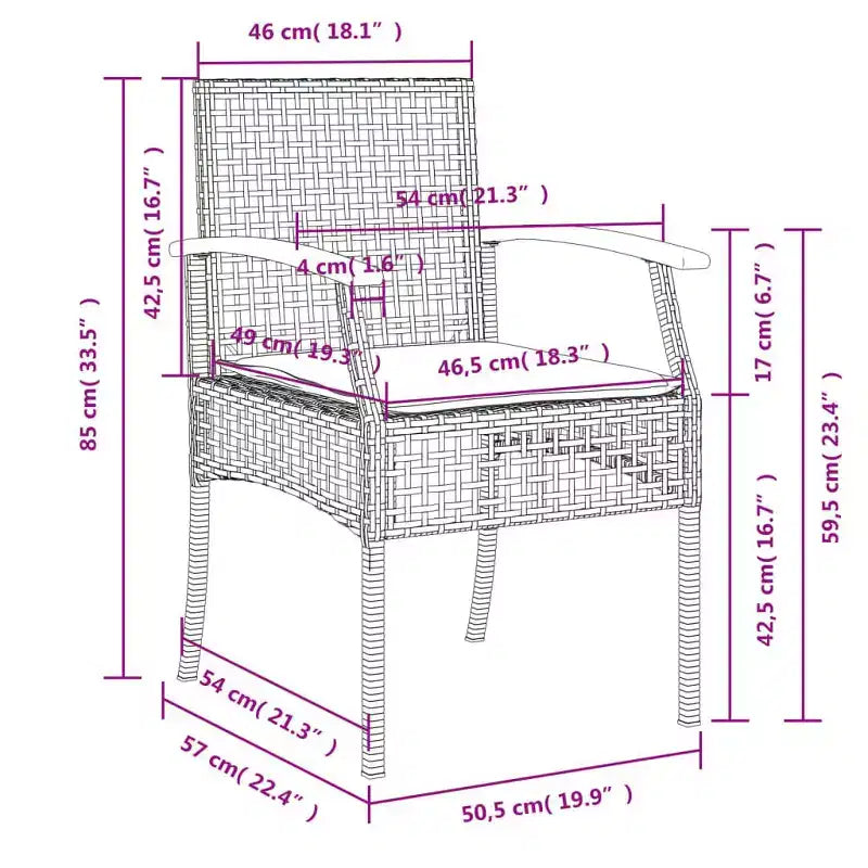 vidaXL Garden Dining Set with Cushions - Modern Design