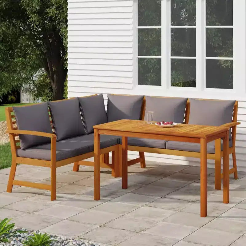 vidaXL Patio Dining Set Acacia wood with cushions
