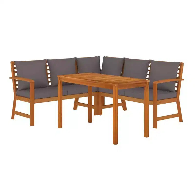 vidaXL Patio Dining Set Acacia wood with cushions