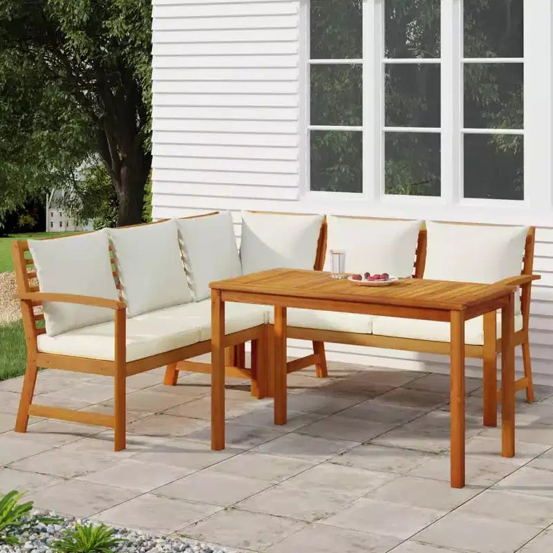 vidaXL Patio Dining Set Acacia wood with cushions