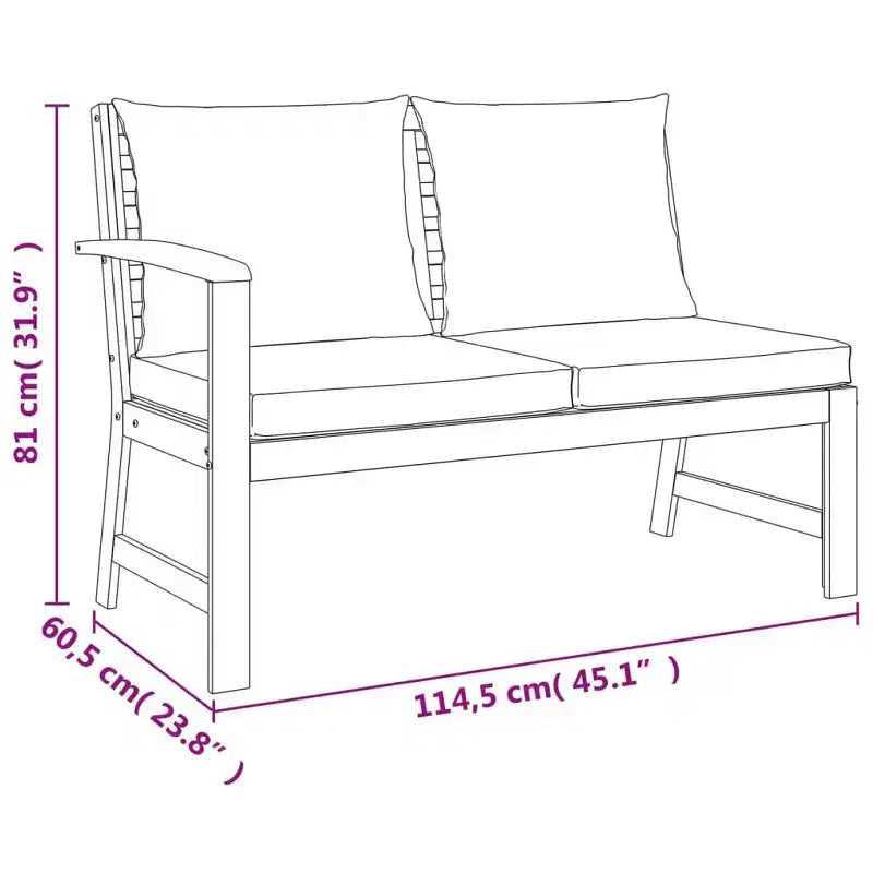 vidaXL Patio Dining Set Acacia wood with cushions