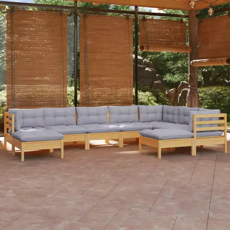vidaXL Modular Patio Lounge Set with Cushions and Solid Pinewood