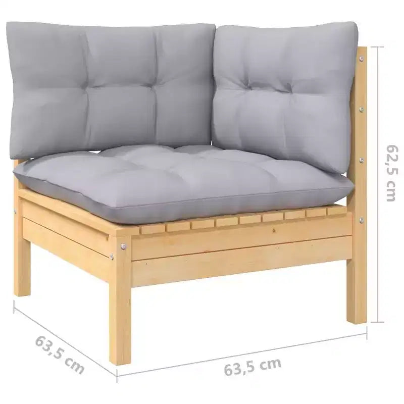vidaXL Modular Patio Lounge Set with Cushions and Solid Pinewood
