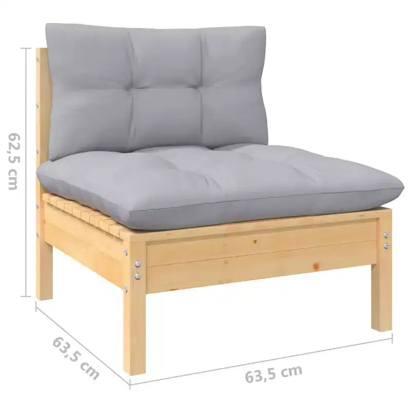 vidaXL Modular Patio Lounge Set with Cushions and Solid Pinewood