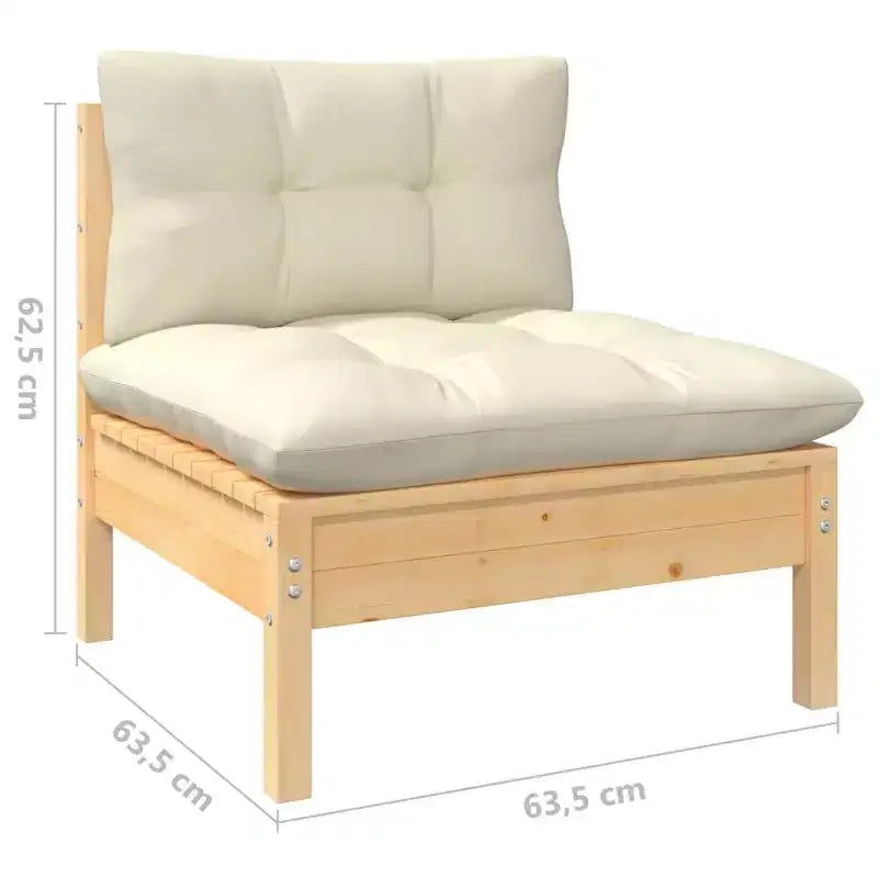 vidaXL Modular Patio Lounge Set with Cushions and Solid Pinewood