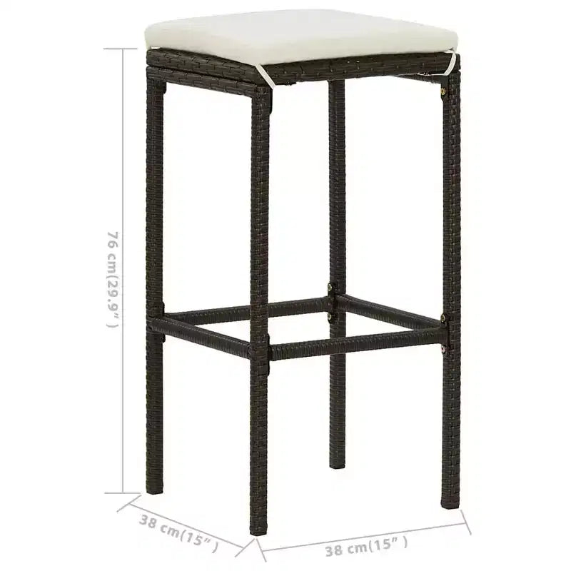 vidaXL Ensemble de bar de patio Table de bar et tabourets Ensemble de mobilier de patio avec coussins