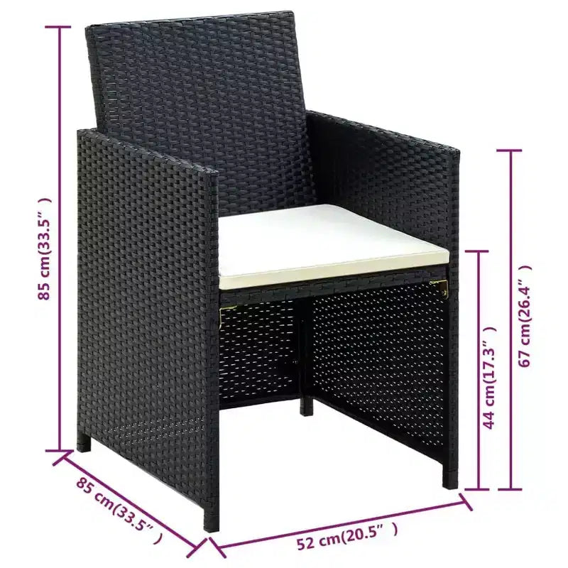 vidaXL Sofa Set PE rattan, powder-coated steel, polyester Medium
