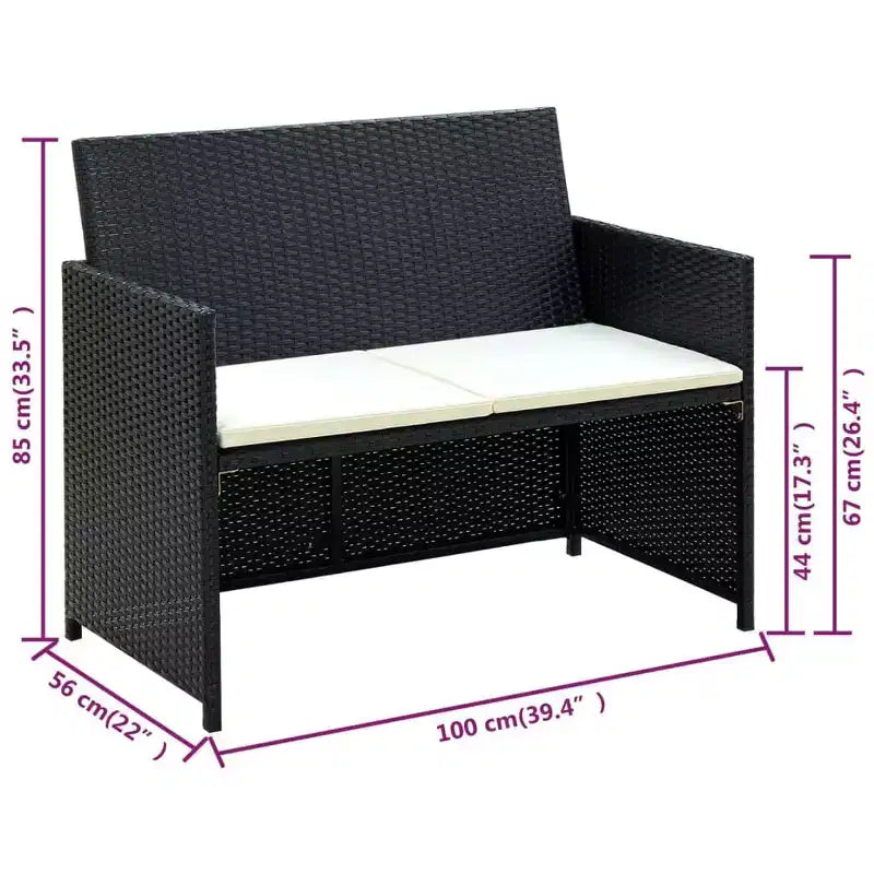 vidaXL Sofa Set PE rattan, powder-coated steel, polyester Medium
