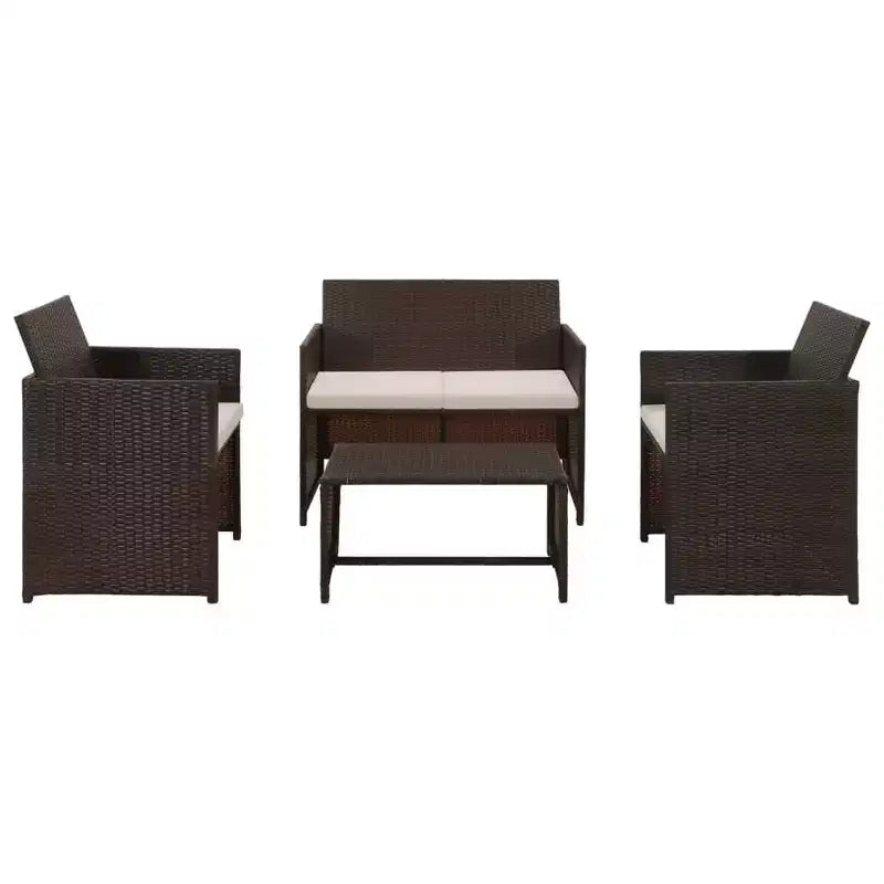 vidaXL Sofa Set PE rattan, powder-coated steel, polyester Medium