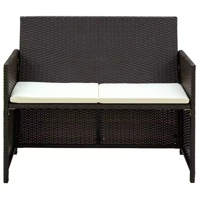 vidaXL Sofa Set PE rattan, powder-coated steel, polyester Medium