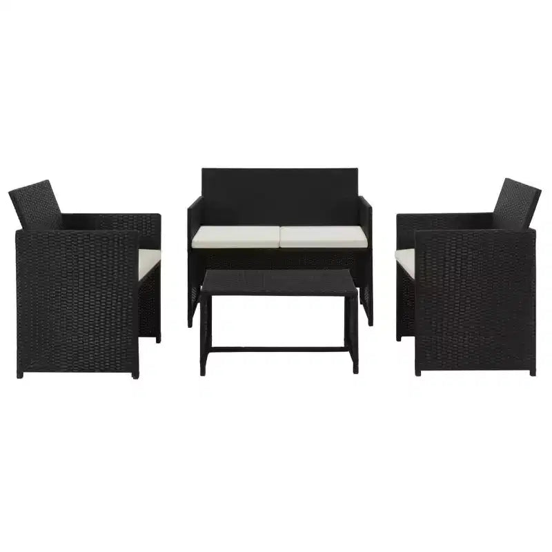 vidaXL Sofa Set PE rattan, powder-coated steel, polyester Medium