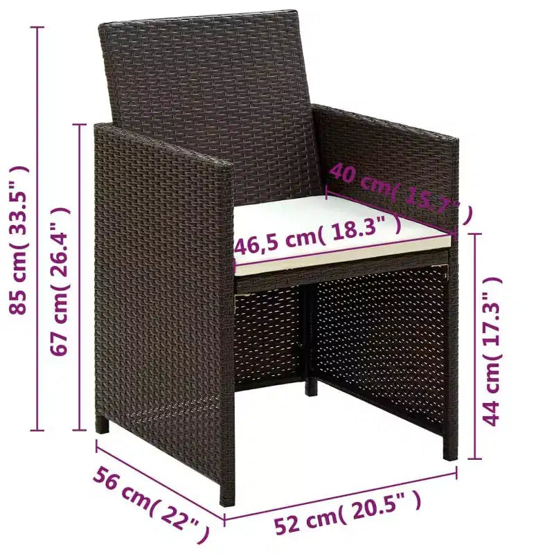 vidaXL Sofa Set PE rattan, powder-coated steel, polyester Medium
