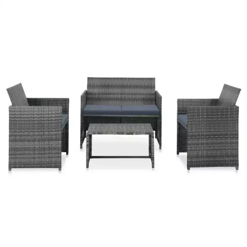 vidaXL Sofa Set PE rattan, powder-coated steel, polyester Medium