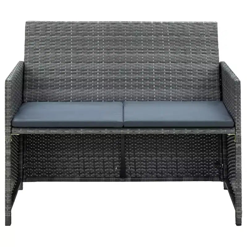 vidaXL Sofa Set PE rattan, powder-coated steel, polyester Medium