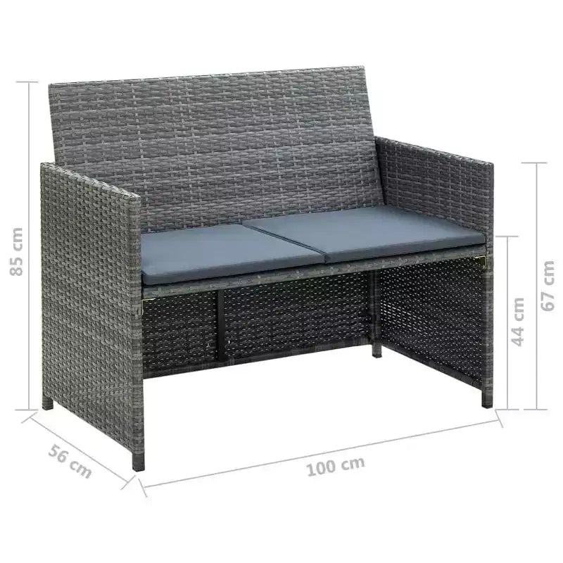 vidaXL Sofa Set PE rattan, powder-coated steel, polyester Medium