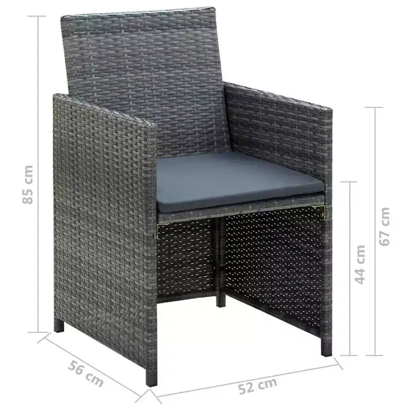 vidaXL Sofa Set PE rattan, powder-coated steel, polyester Medium
