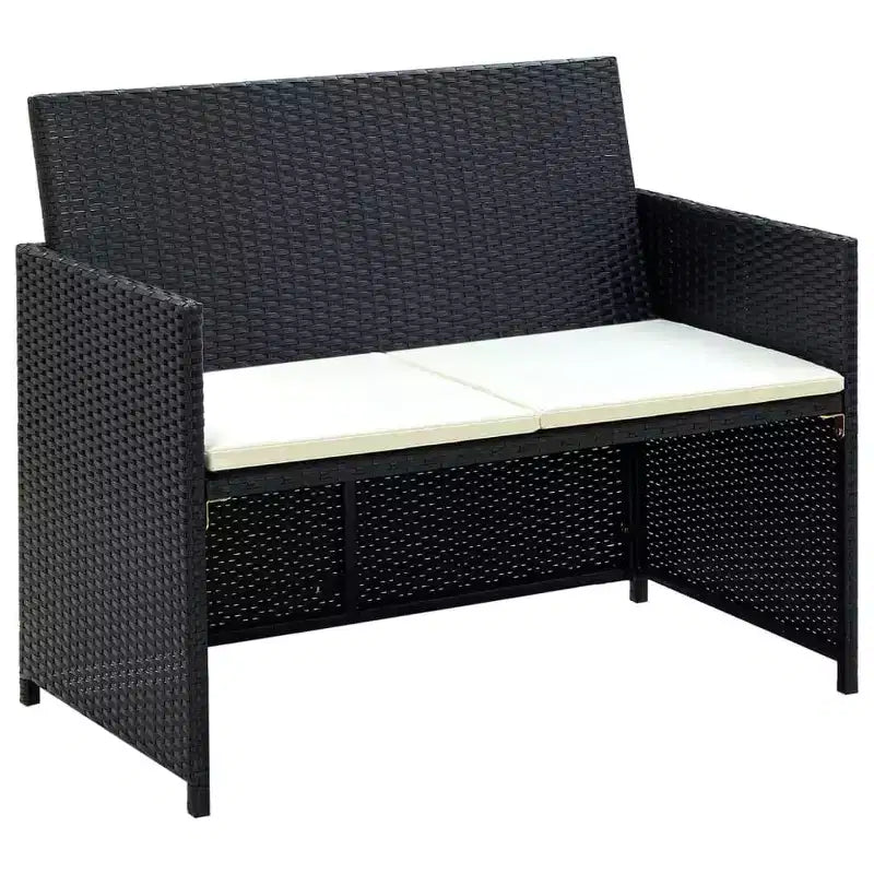 vidaXL Sofa Set PE rattan, powder-coated steel, polyester Medium