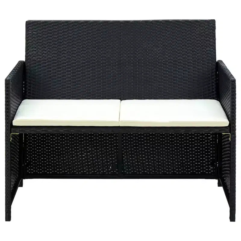 vidaXL Sofa Set PE rattan, powder-coated steel, polyester Medium