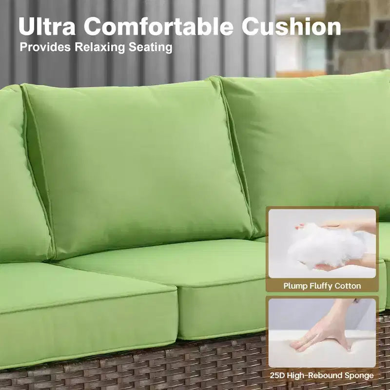 HOMLUX 4-Season Outdoor Sofa Set 3+2+2 Seating with Firepit Weatherproof Patio Furniture for Garden