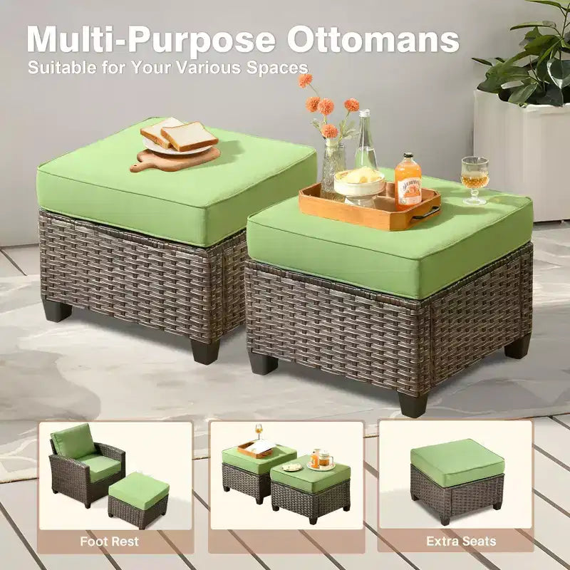 HOMLUX 4-Season Outdoor Sofa Set 3+2+2 Seating with Firepit Weatherproof Patio Furniture for Garden