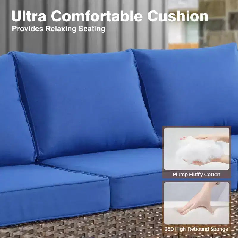 HOMLUX 4-Season Outdoor Sofa Set 3+2+2 Seating with Firepit Weatherproof Patio Furniture for Garden