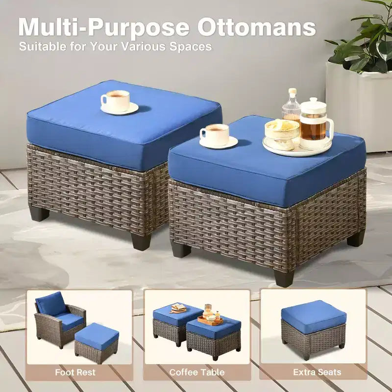 HOMLUX 4-Season Outdoor Sofa Set 3+2+2 Seating with Firepit Weatherproof Patio Furniture for Garden