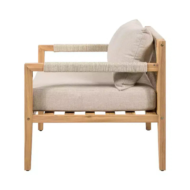 Christopher Knight Home Aman Modern Patio Acacia Wood Seating Set with Slatted Side Table