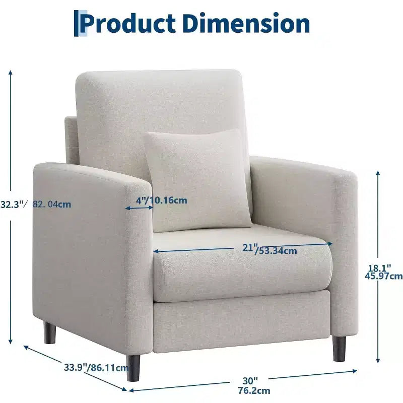 Set of 2-seater sofa and auxiliary armchair,Compact Loveseat Couch for the Living Room or Bedroom,Practical &Comfortable Seating for Small Apartments