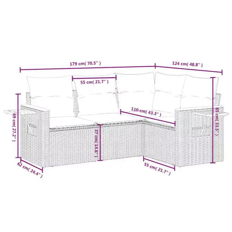 vidaXL Modular Garden Sofa Set with Cushions and Storage - Multiple Colors Available