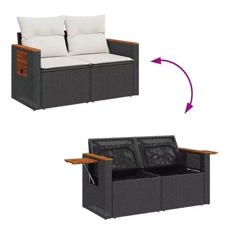 vidaXL Modular Garden Sofa Set with Cushions and Storage - Multiple Colors Available