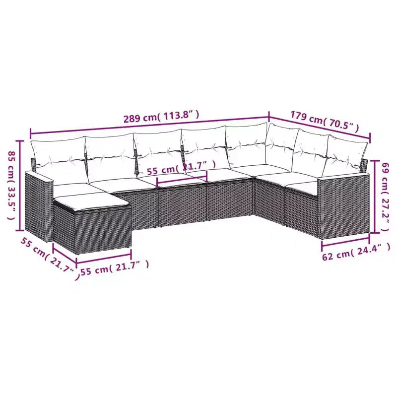 vidaXL Garden Sofa Set with Cushions - Modular Design in Multiple Colors