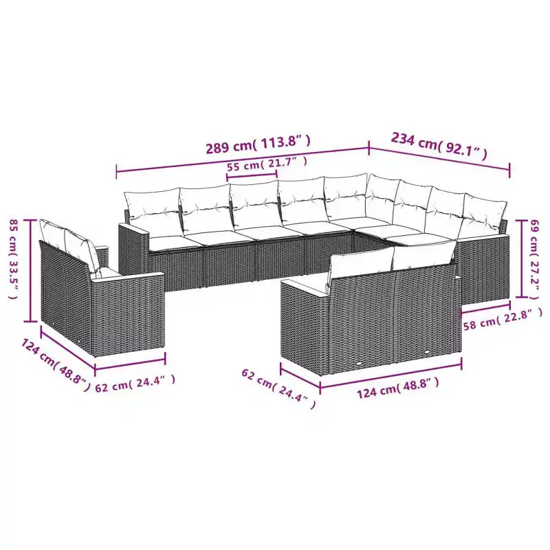 vidaXL Garden Sofa Set PE rattan UV-resistant materials