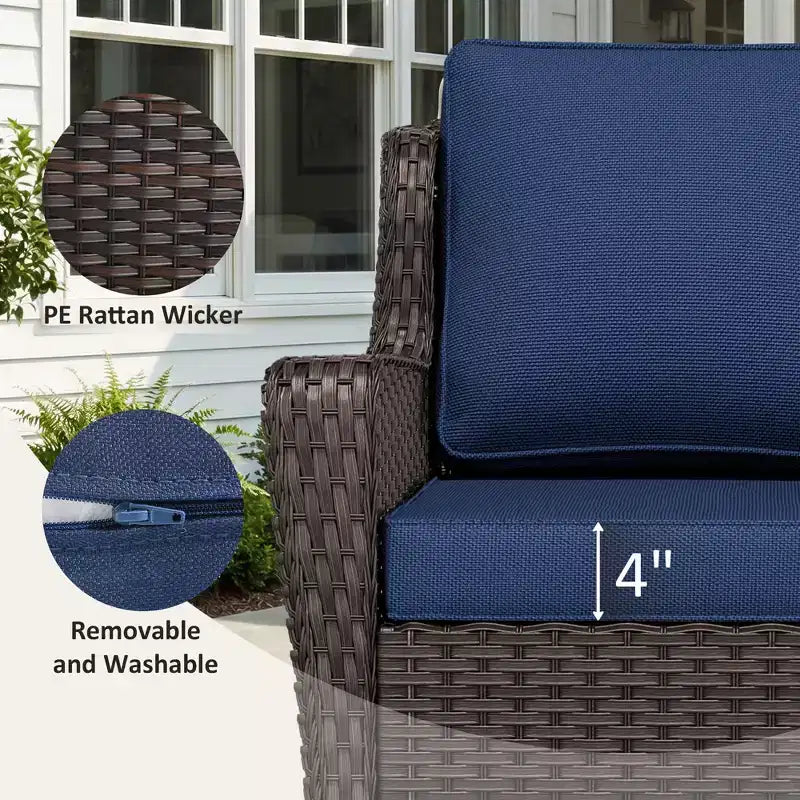 UPTIOT 5-Piece Outdoor Set: 3-Seat Sofa, 2 Swivel Chairs, Fire Pit Table & Side Table