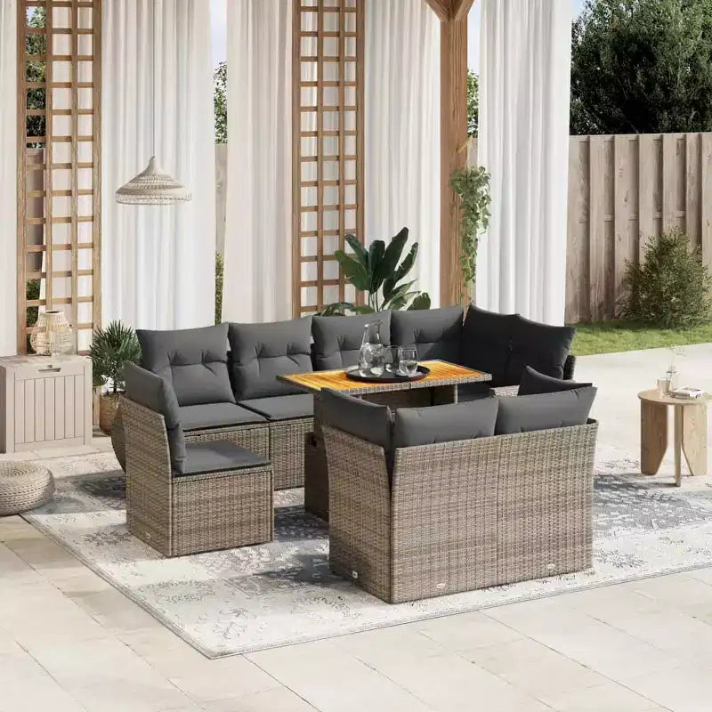 vidaXL Garden Sofa Set PE Rattan 9 Piece Set