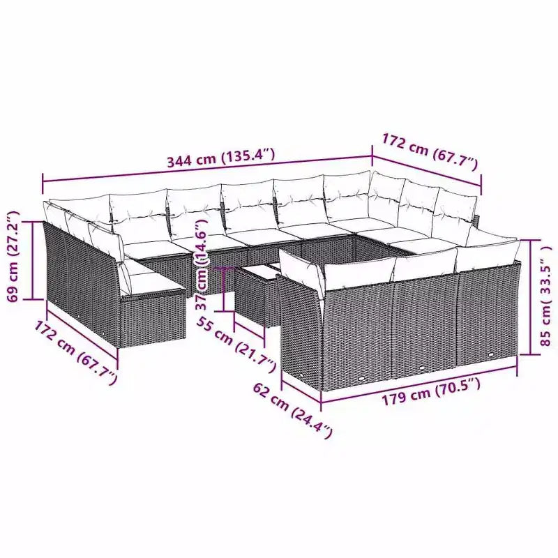 vidaXL Outdoor Sofa Set with Cushions Poly Rattan Furniture