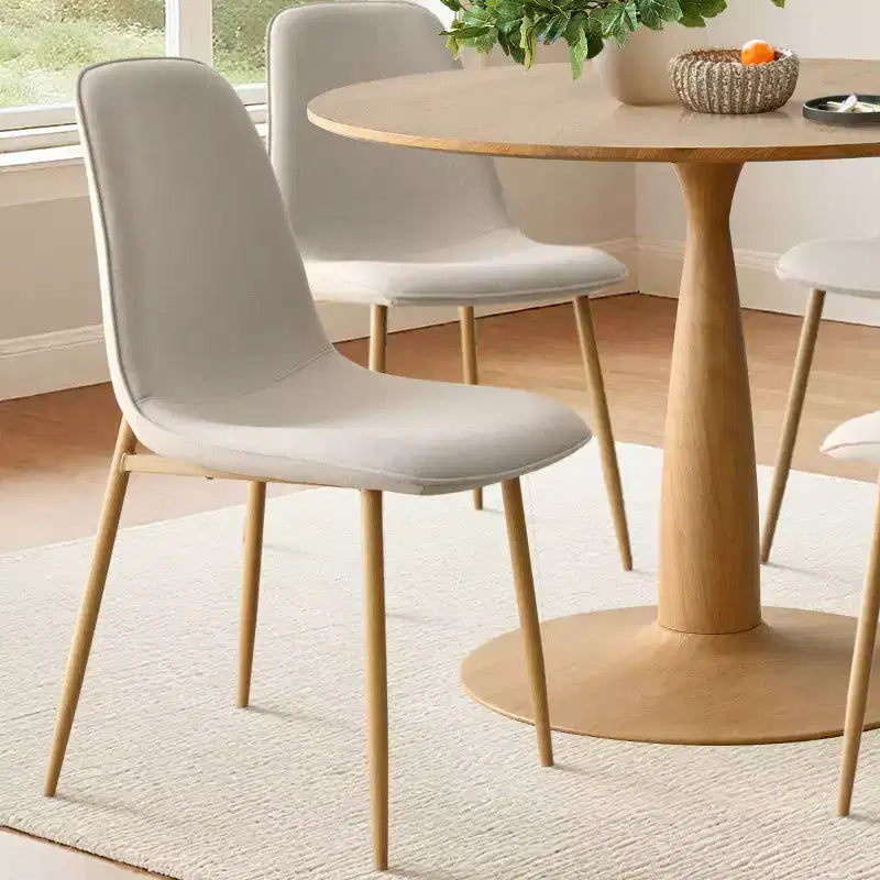 Ensemble de salle à manger rond 5 pièces, table piédestal de 39,5 po aspect bois et chaises courbées rembourrées, idéal pour les coins cuisine-Panipeachy