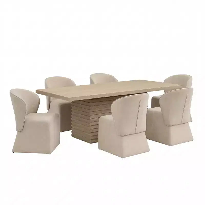 Christopher Knight Home Wichai Modern 7 Piece Wooden and Metal Dining Set with Upholstered Chairs