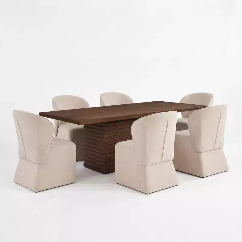 Christopher Knight Home Wichai Modern 7 Piece Wooden and Metal Dining Set with Upholstered Chairs